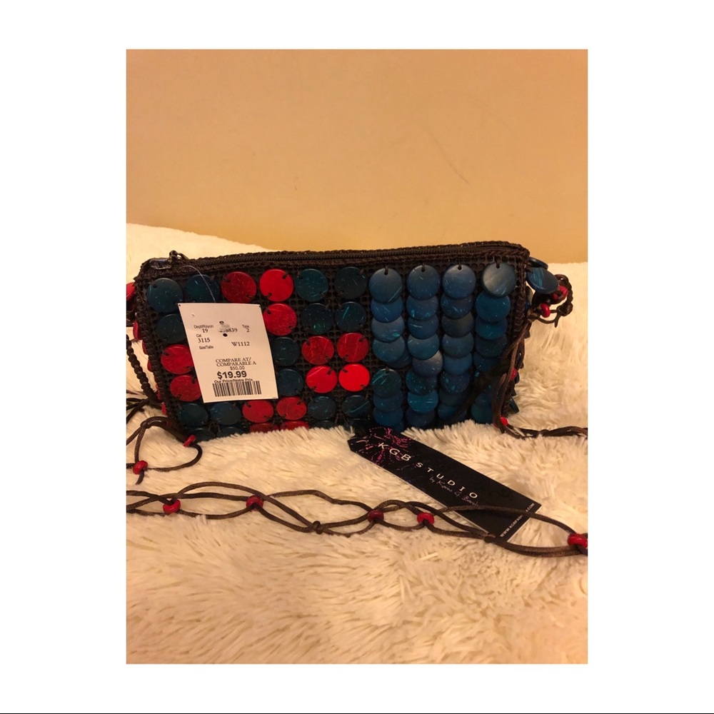 KGB studio Red and turquoise shelled shoulder bag